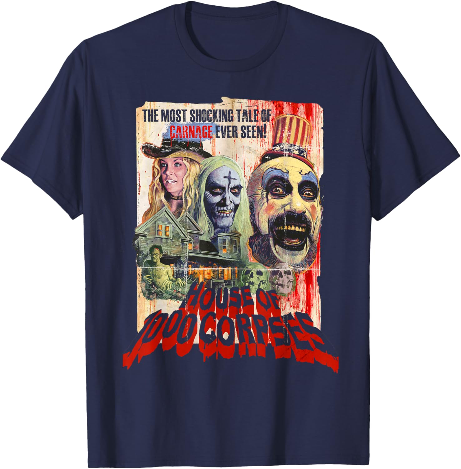 Rob Zombie – Pulp Poster , Black, S T-Shirt - T-Shirt | Navy