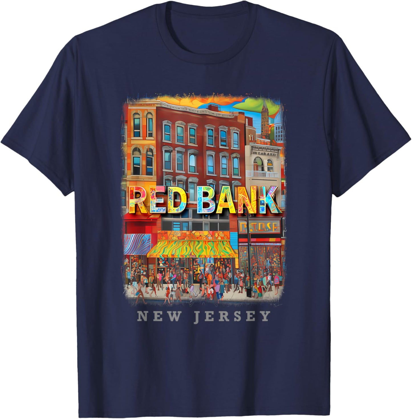 Red Bank New Jersey NJ Music and Art Scene SD503 T-Shirt - T-Shirt | Navy