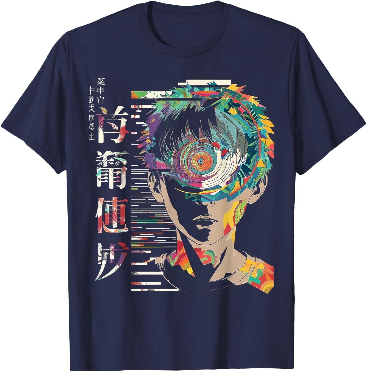 Anime Manga Motif Mandala Artwork Anime T-Shirt - T-Shirt | Navy