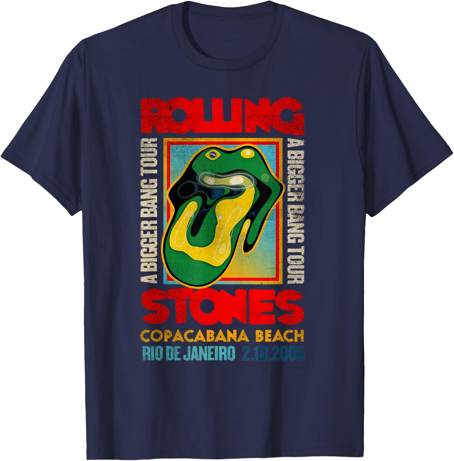 Official Rolling Stones A Bigger Bang Copacabana Tour T-Shirt - T-Shirt | Navy