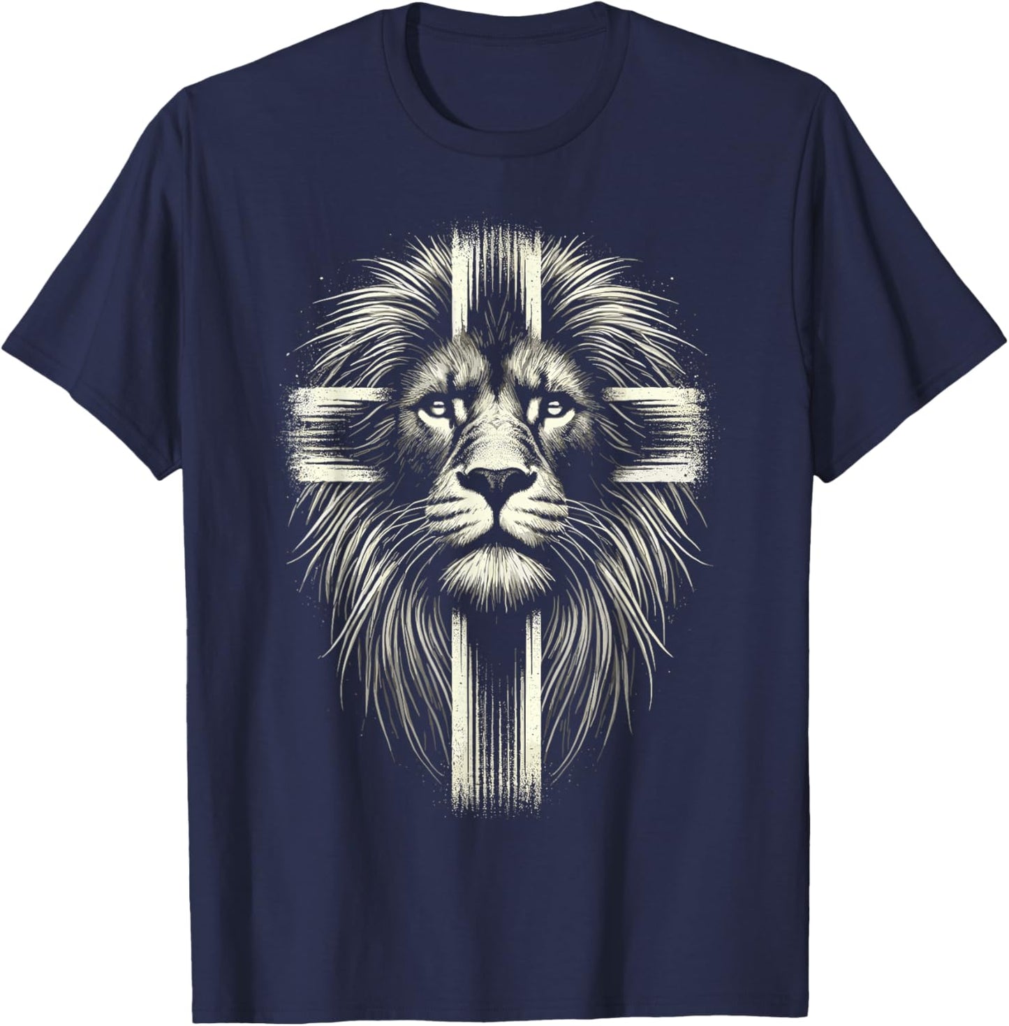 Lion of Judah Cross Christian T-Shirt - T-Shirt | Navy
