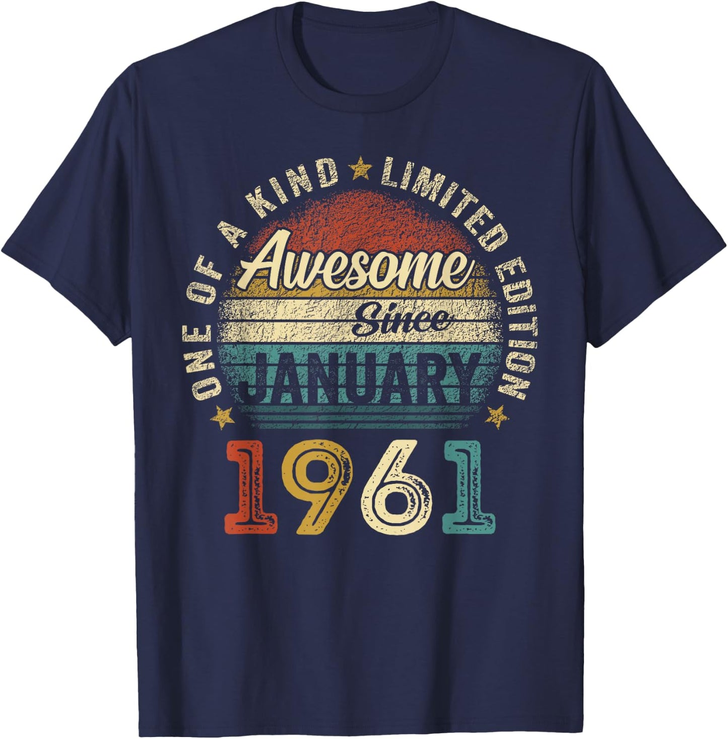 Awesome since January 1961 65 Year Old 65th Birthday Men Dad T-Shirt - T-Shirt | Navy