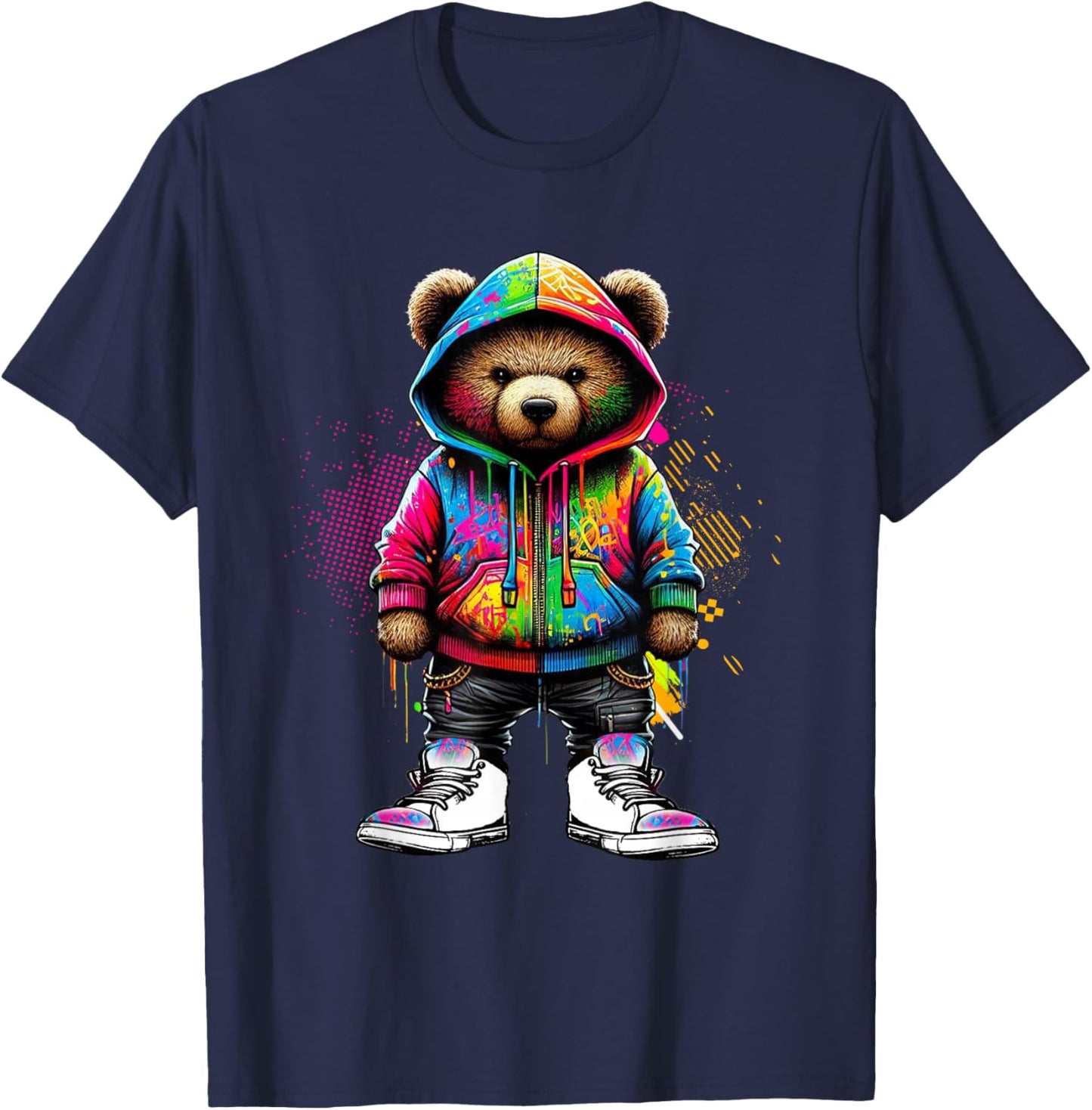 Hip Hop Teddy Bear Colorful Urban Rap Music Breakdancing T-Shirt - T-Shirt | Navy