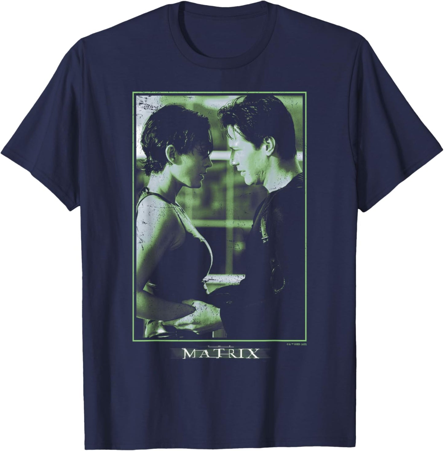 The Matrix Neo and Trinity Portrait Centered T-Shirt - T-Shirt | Navy