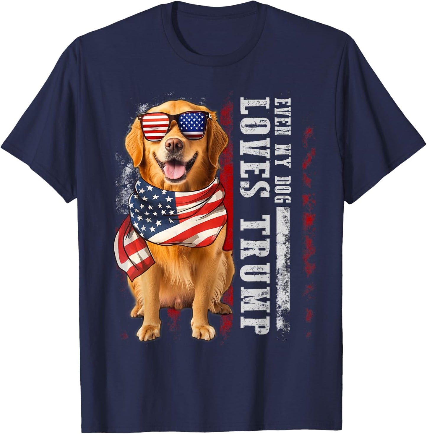 Golden retriever Even My Dog Loves Trump Funny Women Kids T-Shirt - T-Shirt | Navy