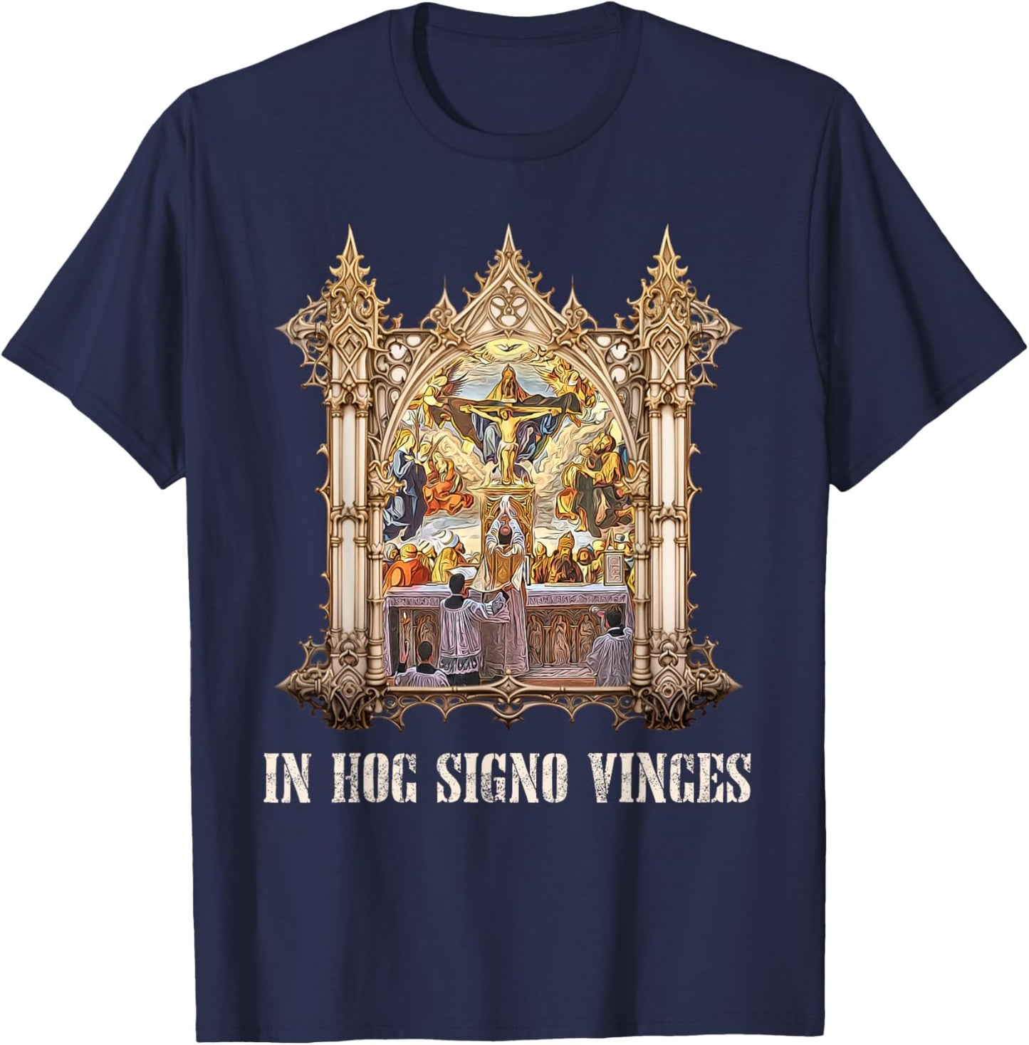Eucharistic Consecration Traditional Latin Mass Catholic T-Shirt - T-Shirt | Navy