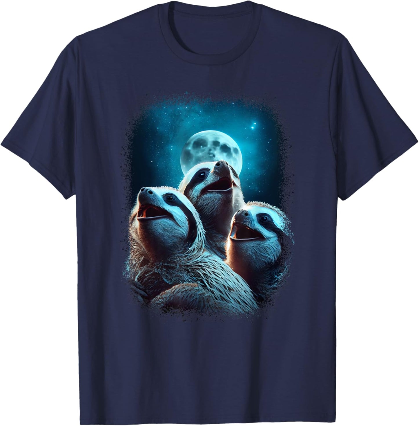 Sloth Howling At The Moon Funny Wild Animal Pet Sloth Lover T-Shirt - T-Shirt | Navy