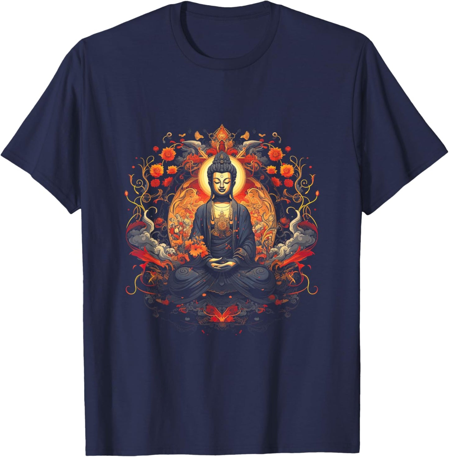 Spirituality Artwork Peace Zen Yoga Asia Guatama Buddhism Buddha Religion Meditation Spiritual , Small T-Shirt - T-Shirt | Navy