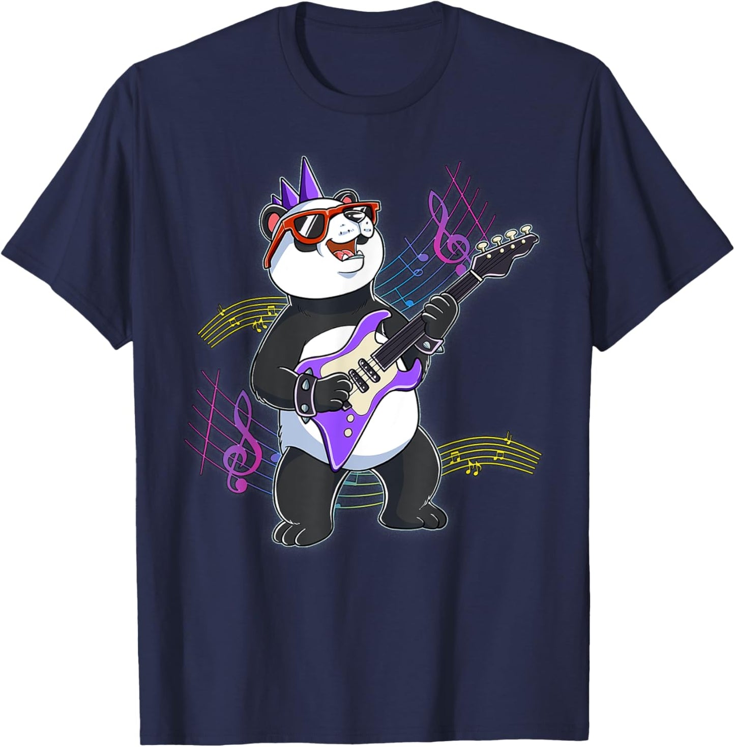 Panda Guitar Rockstar T-Shirt - T-Shirt | Navy