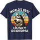 Husky Grandma Funny Worlds Best Huskie Grandma Vintage Retro T-Shirt - T-Shirt | Navy