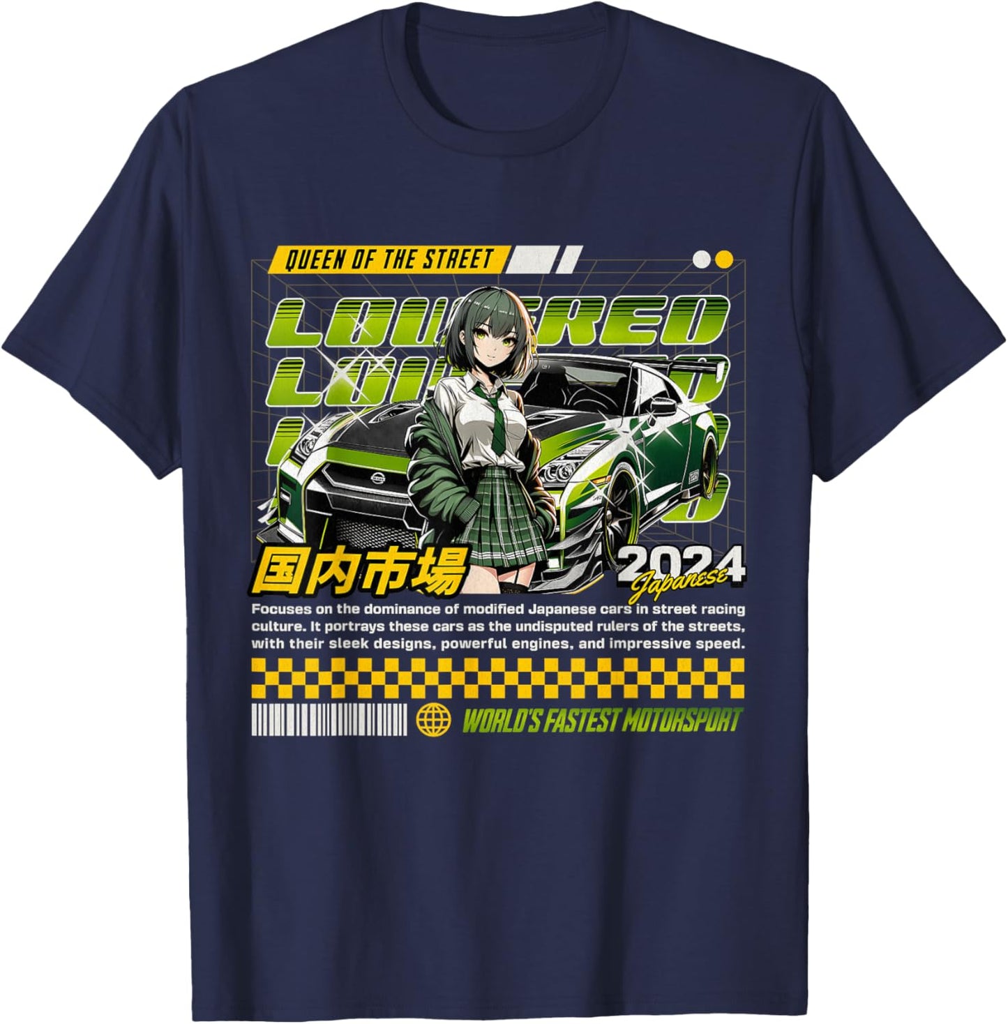 JDM Tokyo Japan Drift Race Car Tuning Retro Vintage Graphic T-Shirt - T-Shirt | Navy