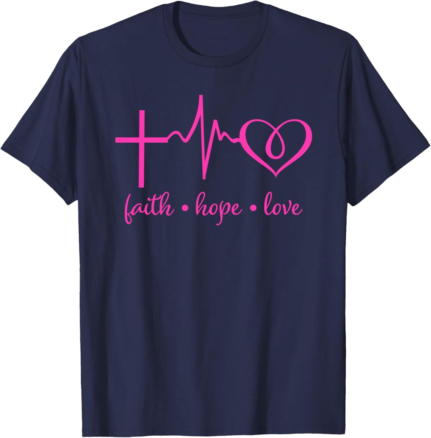 Faith Hope and Love Christian T-Shirt - T-Shirt | Navy