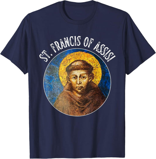 St Francis Catholic Saint / St. Francis of Assisi T-Shirt - T-Shirt | Navy
