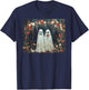 Halloween Floral Ghost Just Married Wedding Groom Bride T-Shirt - T-Shirt | Navy