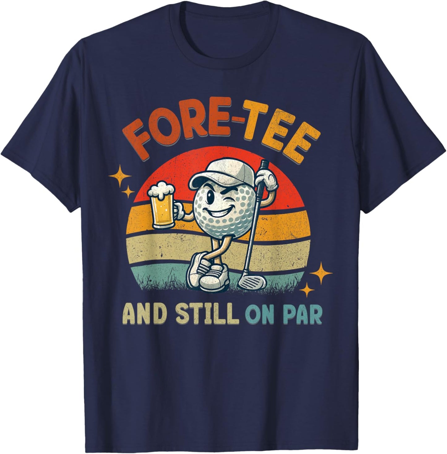Retro Fore Golf Birthday Party 40th Birthday Golfing T-Shirt - T-Shirt | Navy