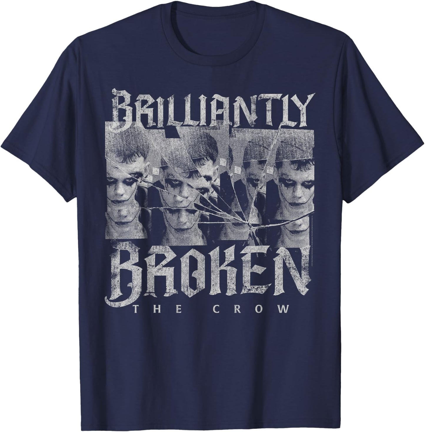 The Crow Official - Grey, Small, Short Sleeve, Letter Print, Modern Classic, Casual, Music Theme T-Shirt - T-Shirt | Navy