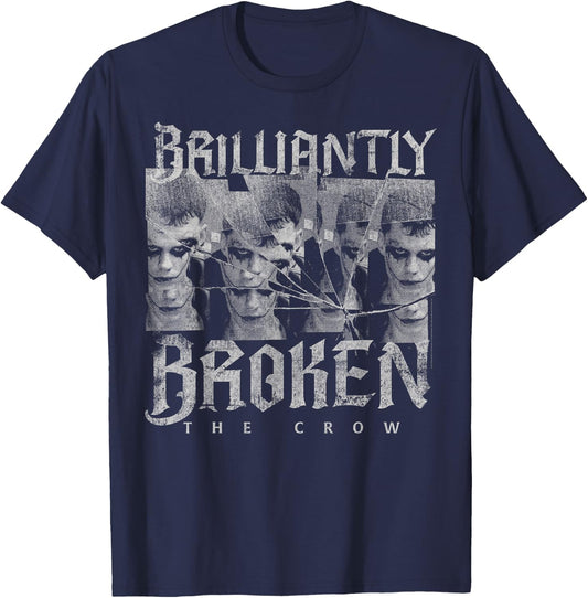 The Crow Official - Grey, Small, Short Sleeve, Letter Print, Modern Classic, Casual, Music Theme T-Shirt - T-Shirt | Navy