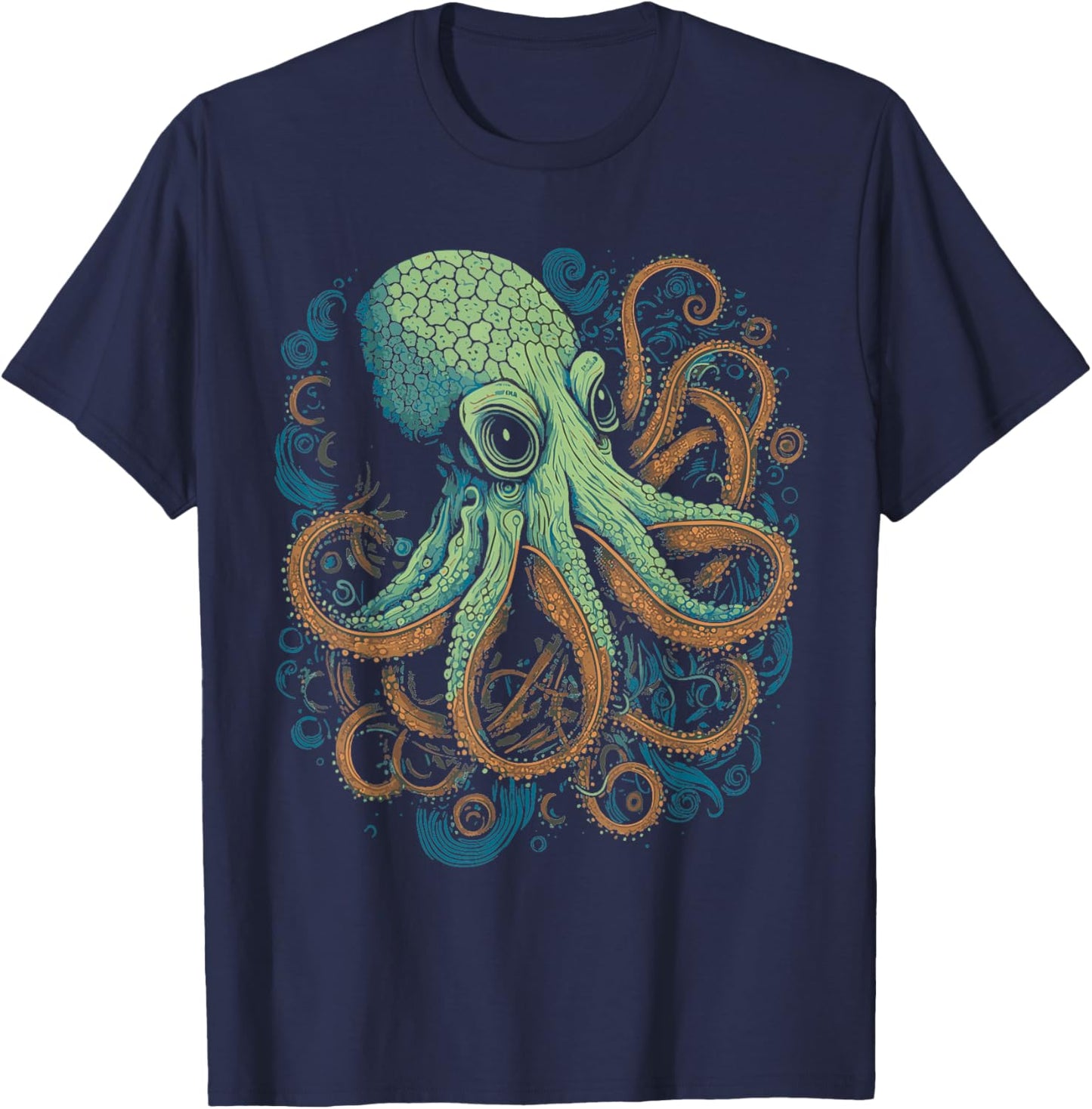 Beautiful Octopus Ocean Animal Lover Artistic Graphic T-Shirt - T-Shirt | Navy