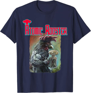 Masterpiece Art Atomic Rooster - Men's Black Cotton Blend Short Sleeve Classic Fit - Music Band - Small T-Shirt - T-Shirt | Navy