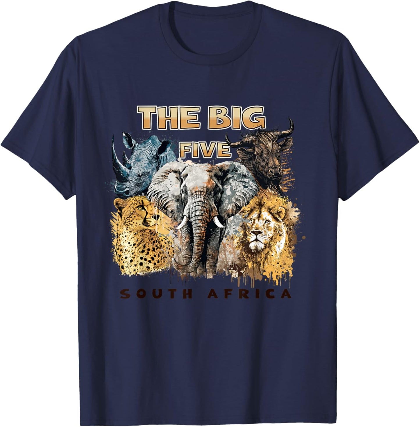 The Big Five South Africa South African Animals T-Shirt - T-Shirt | Navy