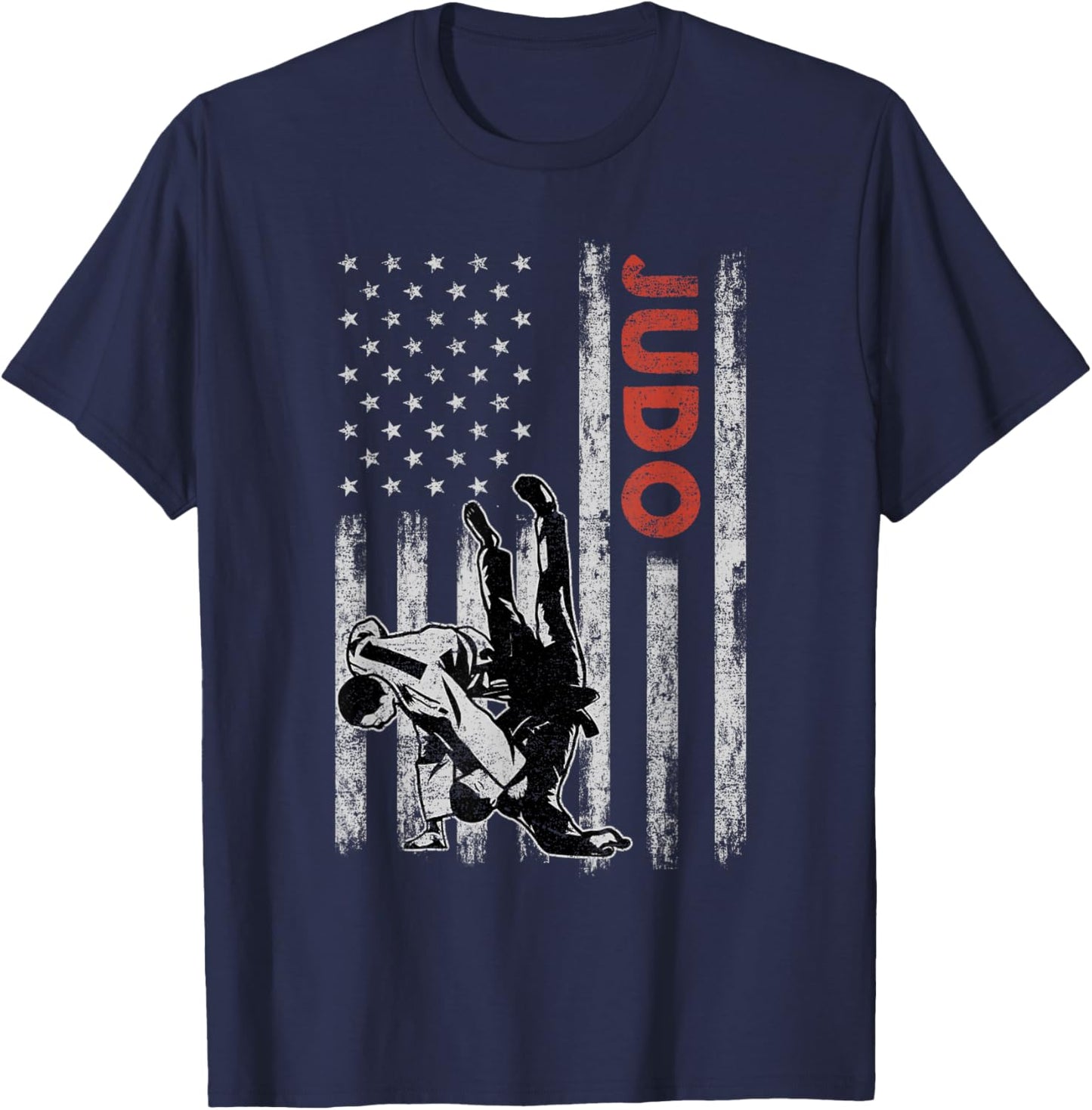 Judo Lovers Vintage American Flag 4th Of July Gift T-Shirt - T-Shirt | Navy