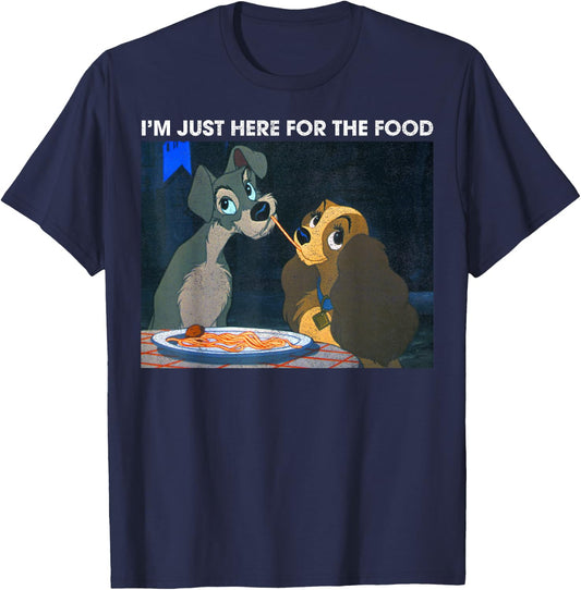 Disney The Lady and The Tramp I'm Just Here for The Food T-Shirt - T-Shirt | Navy