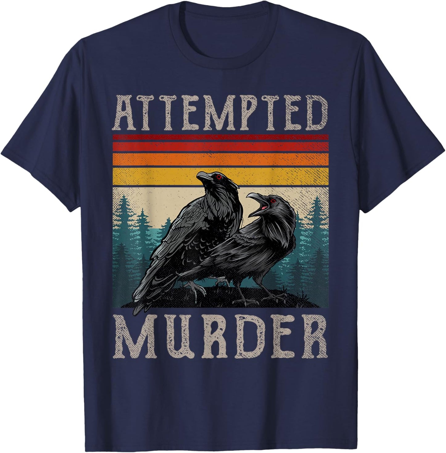 Attempted Murder Crows & Ravens Edgar Allen Poe Small T-Shirt - T-Shirt | Navy