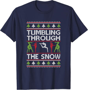 Handstand Santa Gymnastics Merry Flippin Christmas Gymnast T-Shirt - T-Shirt | Navy