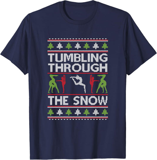Handstand Santa Gymnastics Merry Flippin Christmas Gymnast T-Shirt - T-Shirt | Navy