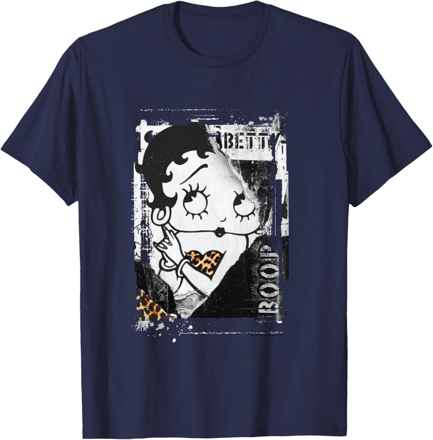 Betty Boop Distressed Punk Rock Vintage Stamp Poster Design T-Shirt - T-Shirt | Navy