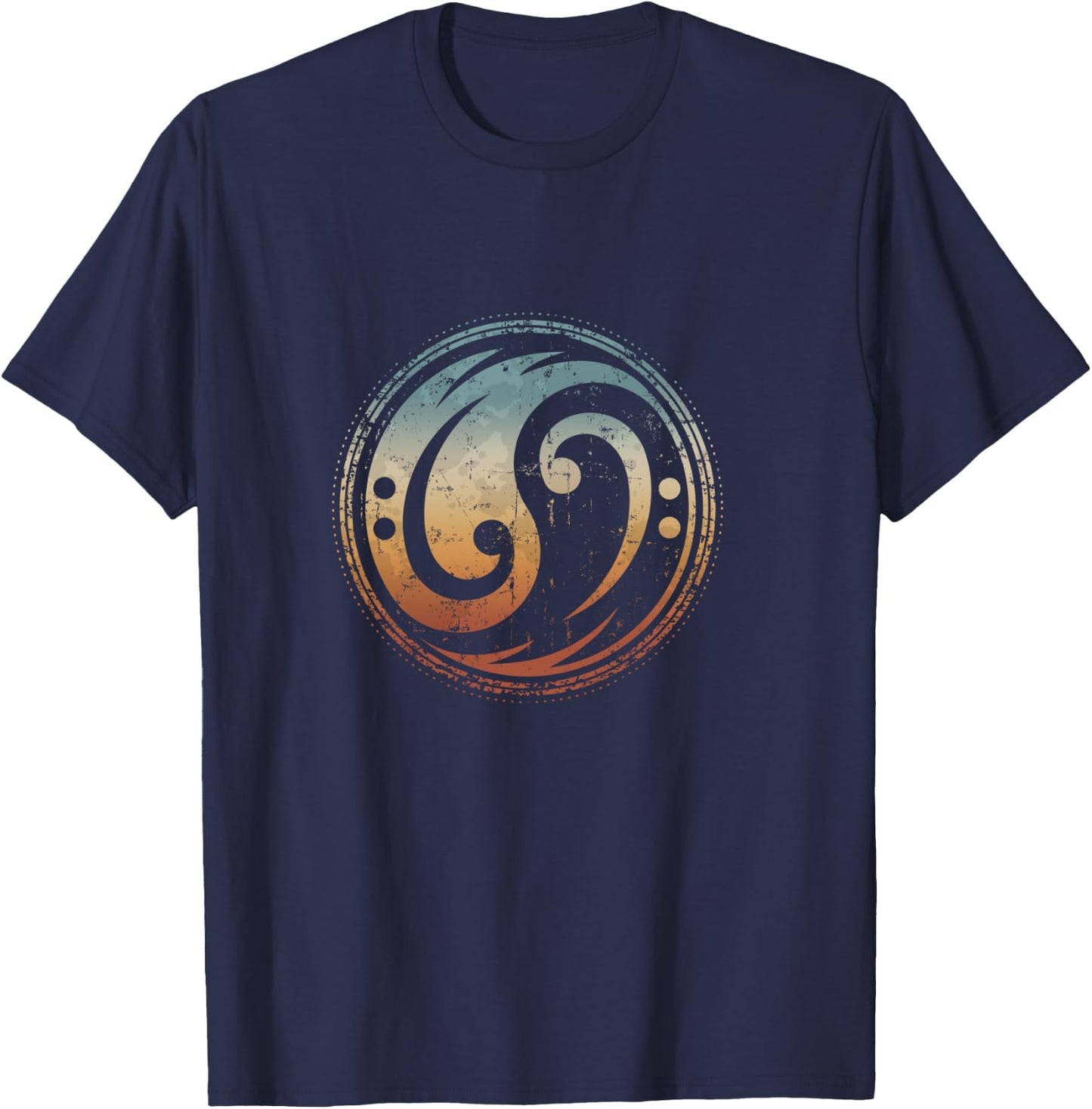 Bass Guitar Clef Yin Yang Vintage for Bassist & Bass Player T-Shirt - T-Shirt | Navy