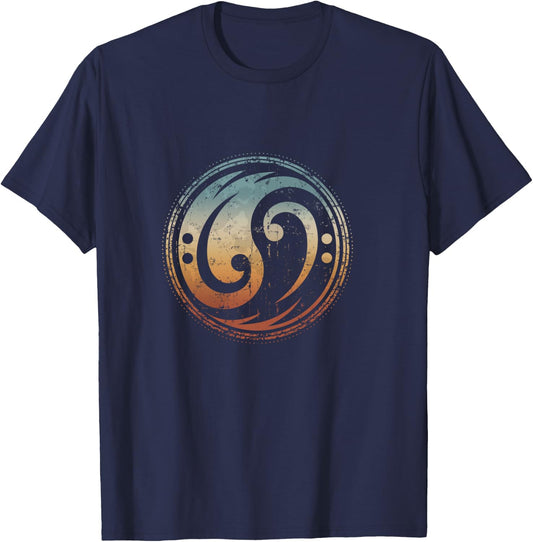 Bass Guitar Clef Yin Yang Vintage for Bassist & Bass Player T-Shirt - T-Shirt | Navy