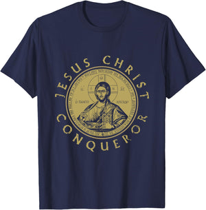 Jesus Christ Conqueror Orthodox Christianity T-Shirt - T-Shirt | Navy