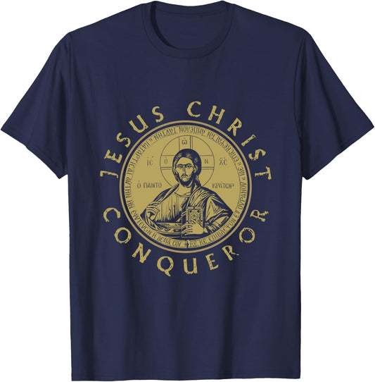 Jesus Christ Conqueror Orthodox Christianity T-Shirt - T-Shirt | Navy