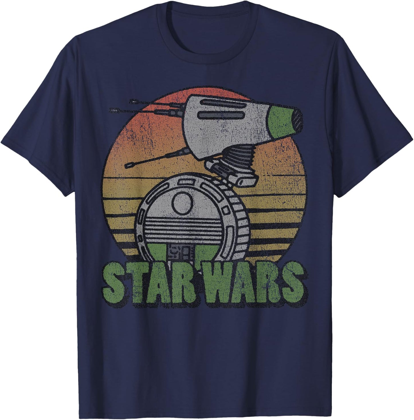 Star Wars The Rise of Skywalker D-0 Distressed Retro T-Shirt - T-Shirt | Navy