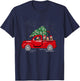 Goldendoodle Riding Red Truck Santa Christmas Pajamas Gift T-Shirt - T-Shirt | Navy