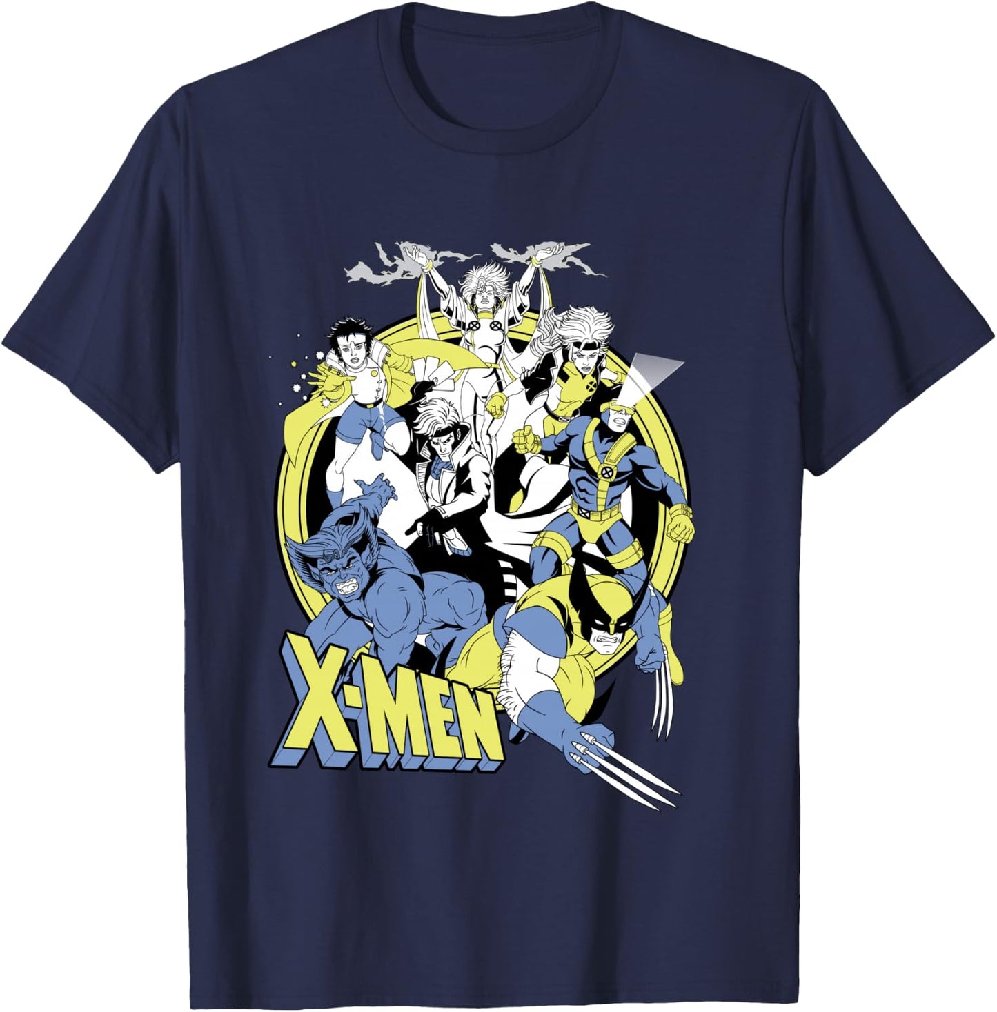 Marvel X-Men Retro Action Group Shot Logo T-Shirt - T-Shirt | Navy