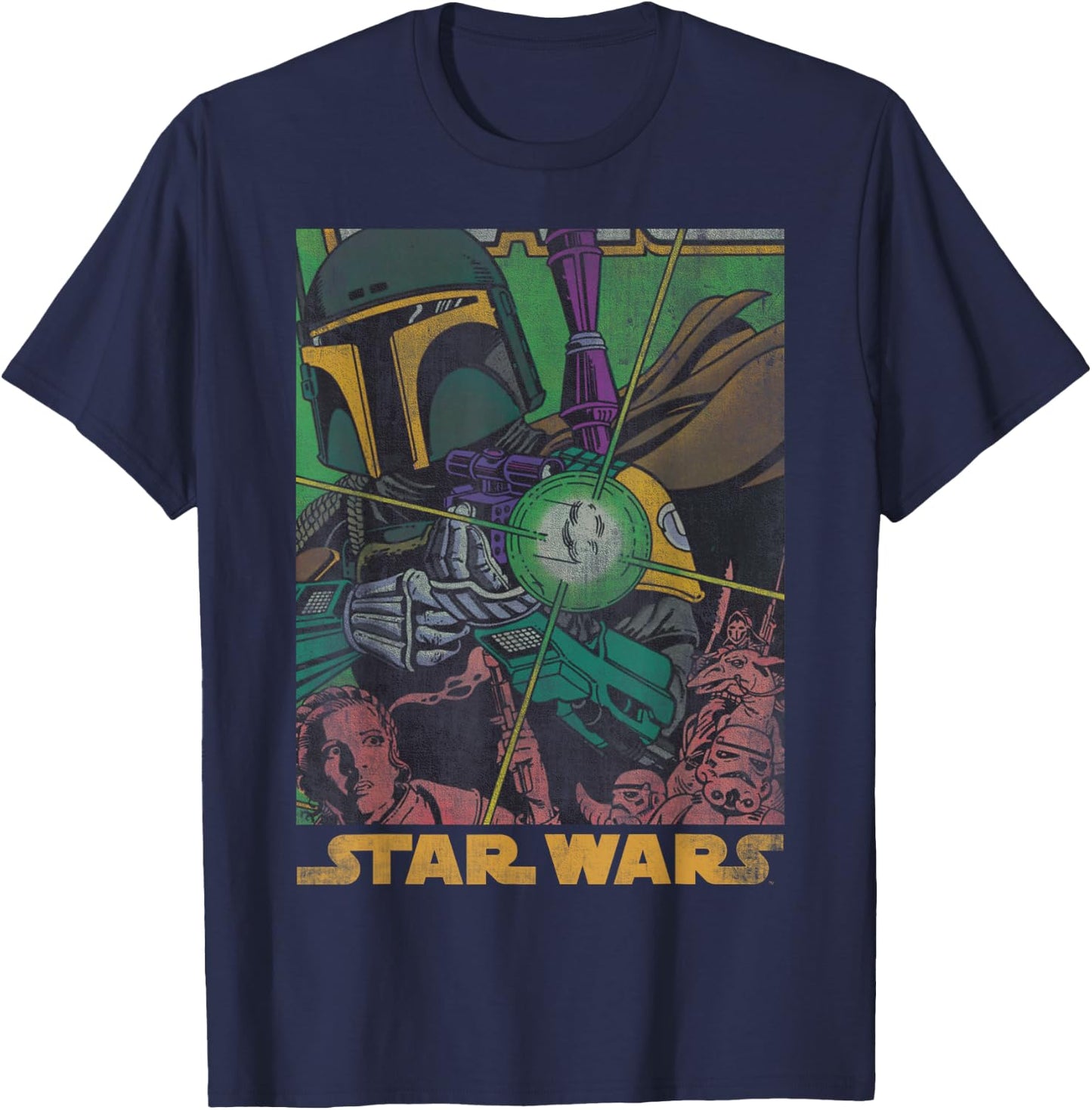 Star Wars Boba Fett Vintage Comic Book T-Shirt - T-Shirt | Navy