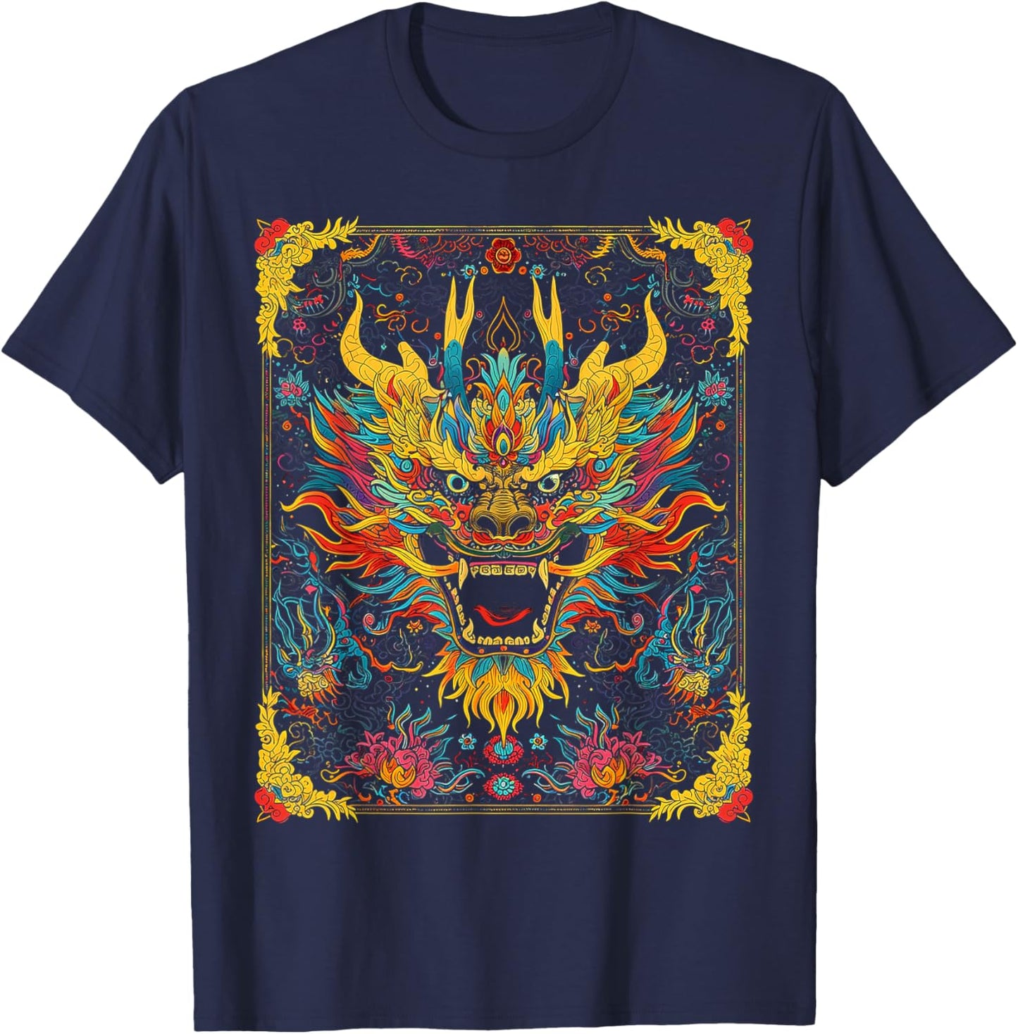 Dragon Artwork Colorful Animal Abstract Art Dragon T-Shirt - T-Shirt | Navy