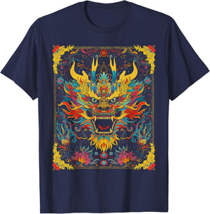 Dragon Artwork Colorful Animal Abstract Art Dragon T-Shirt - T-Shirt | Navy