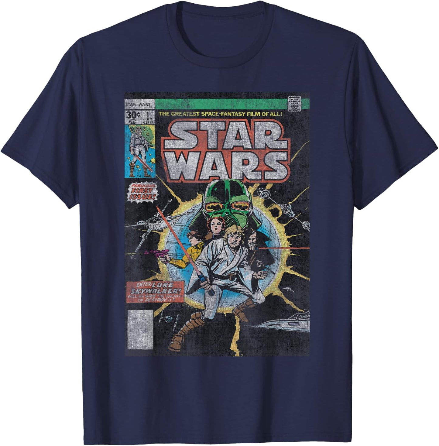 Star Wars Luke Skywalker Vintage Comic Book Cover T-Shirt - T-Shirt | Navy