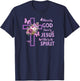 Blessed by God Saved by Jesus Purple Floral Cross Christian T-Shirt - T-Shirt | Navy