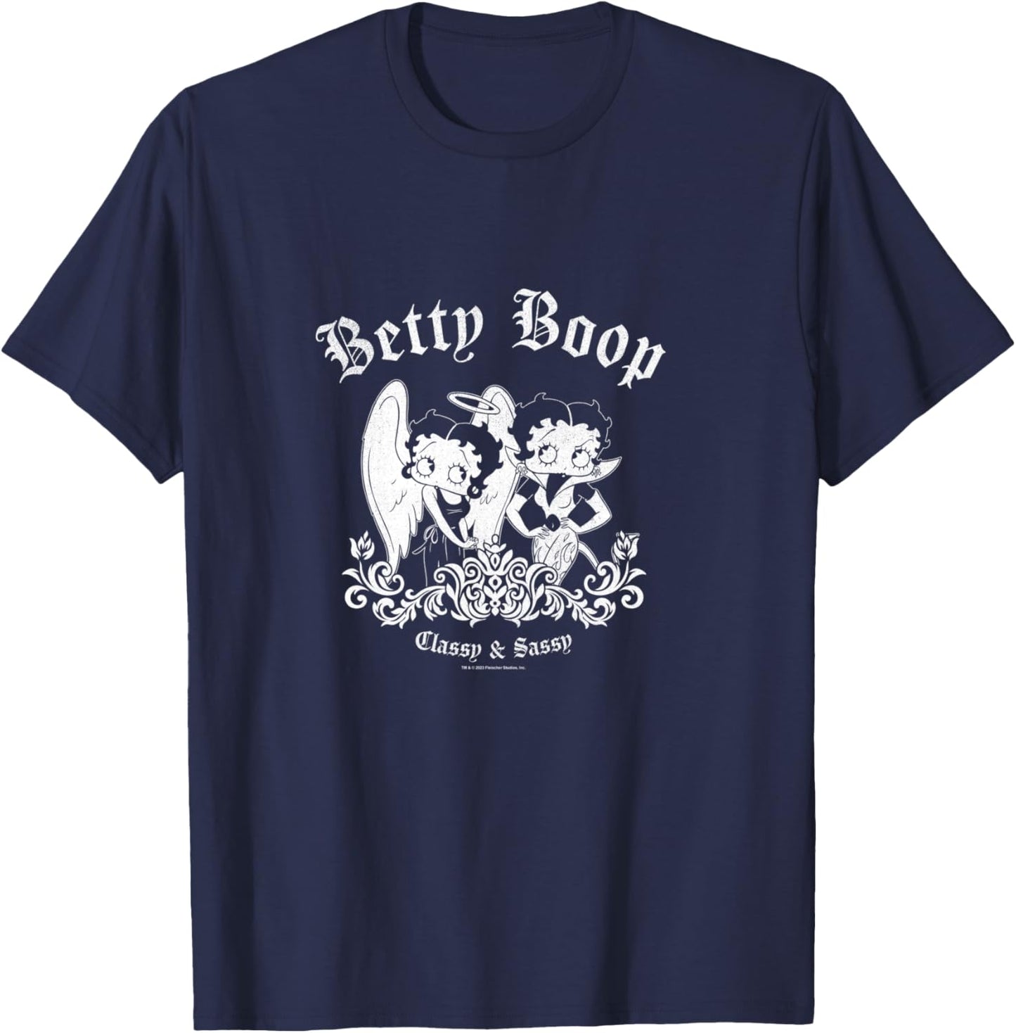 Betty Boop Classy & Sassy Angel & Demon Vintage Logo T-Shirt - T-Shirt | Navy