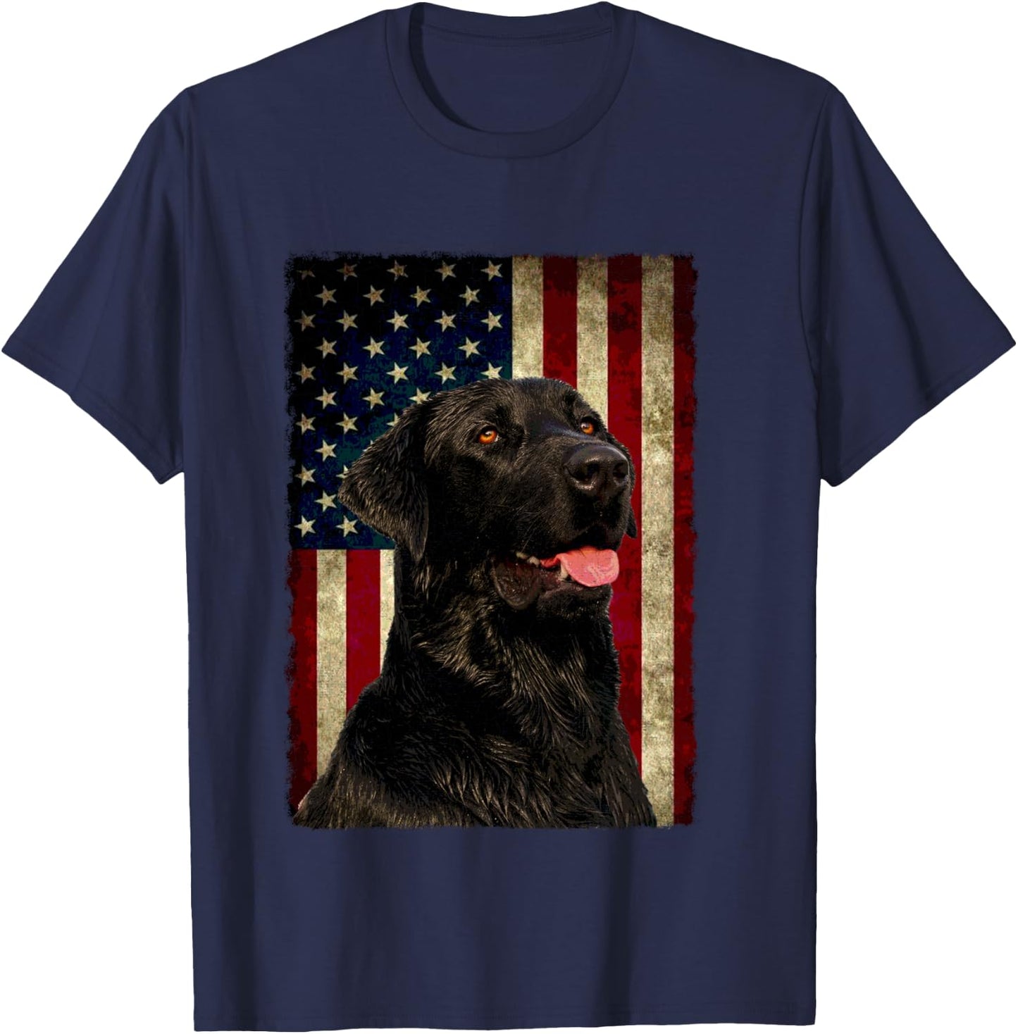 Black Labrador Lab Shirt Gift USA Flag Lab Owner T-Shirt - T-Shirt | Navy
