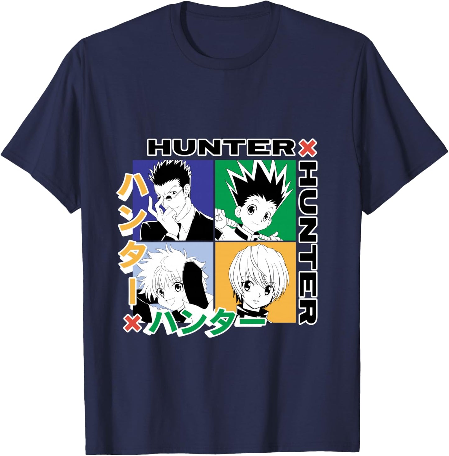 Hunter X Hunter Grid Graphic T-Shirt - T-Shirt | Navy