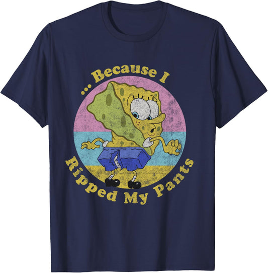 SpongeBob SquarePants Because I Ripped My Pants T-Shirt - T-Shirt | Navy