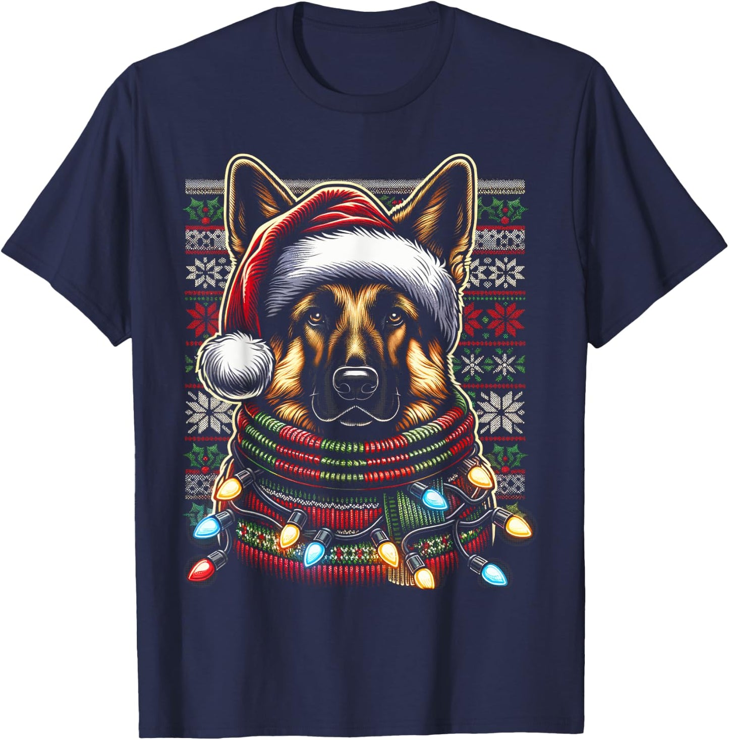 Christmas German Shepherd Xmas Shepherd Mom Dog Lover T-Shirt - T-Shirt | Navy