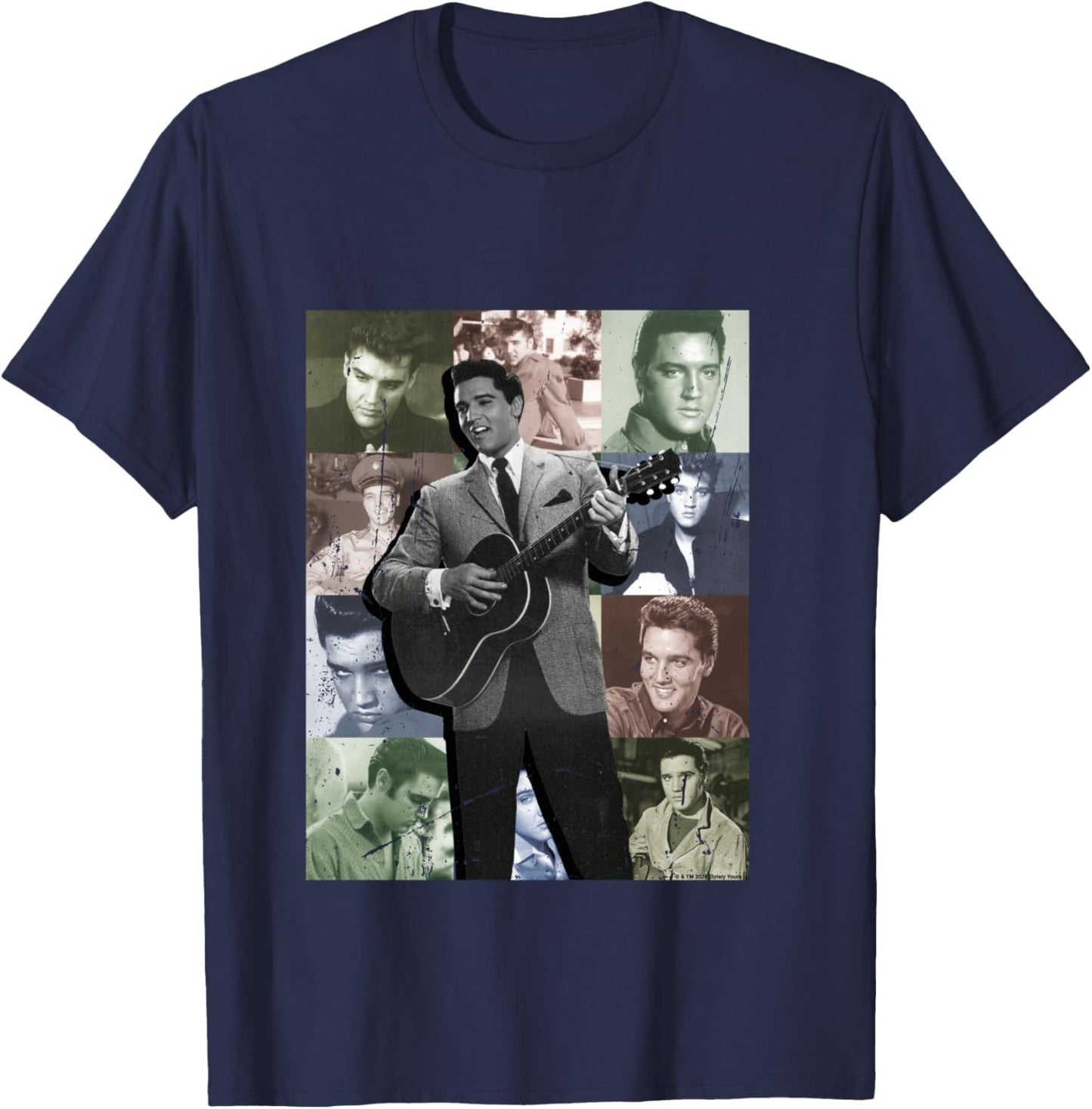 Elvisly Yours Elvis Presley Anzug im Vintage-Stil Langarmshirt T-Shirt - T-Shirt | Navy
