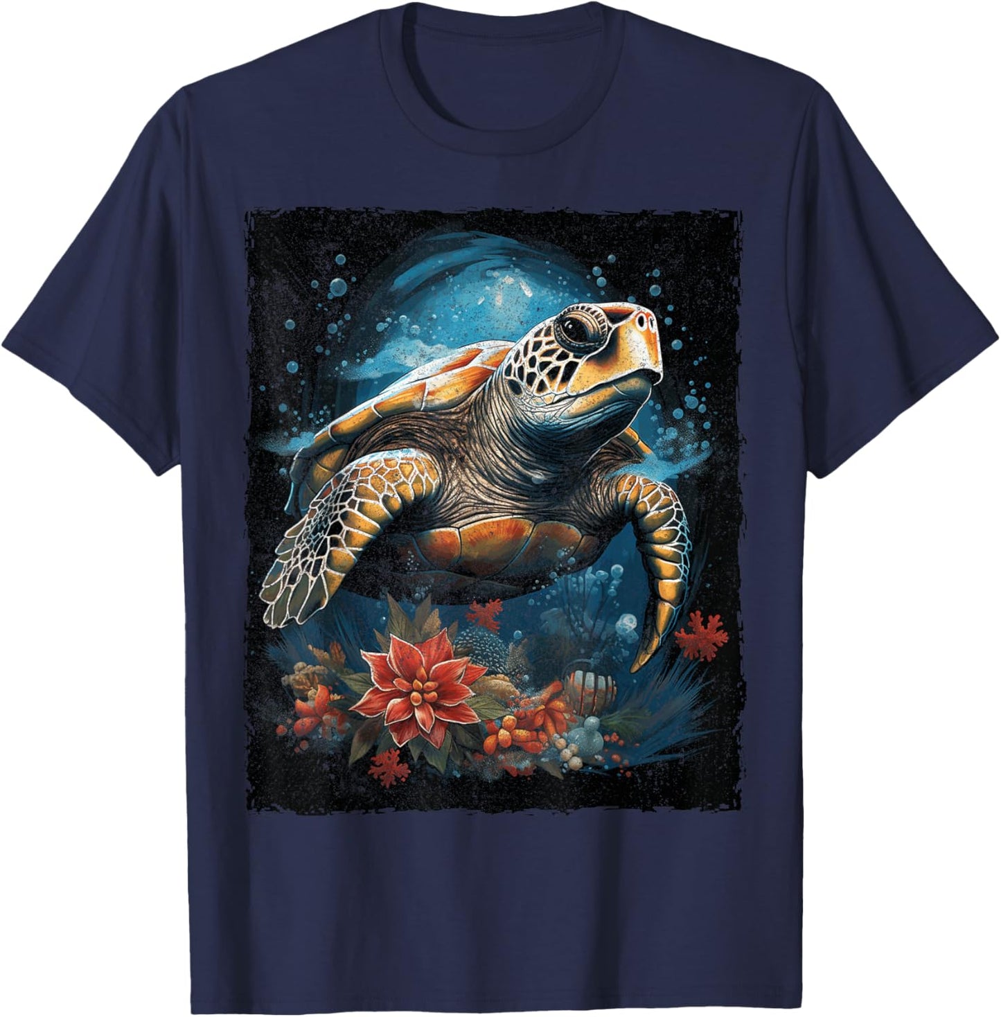Sea Turtle Christmas T-Shirt - T-Shirt | Navy