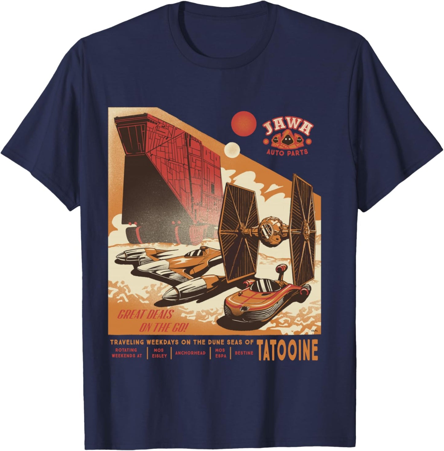 Star Wars Jawa Auto Parts Tatooine Deals Funny Ad Parody T-Shirt - T-Shirt | Navy